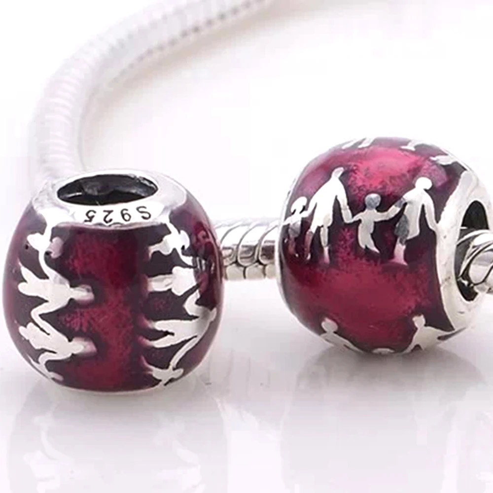 Fit Pandora Bracelets Charms FAMILY SILVER CHARM WITH TRANSLUCENT VIOLET ENAMEL 791399EN62 02 | Украшения и аксессуары