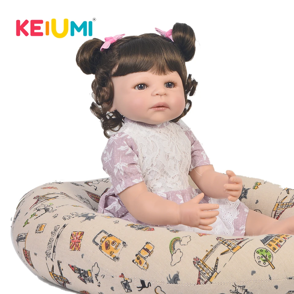 

Fashion 22'' 55 cm Reborn Baby Doll Full Body Silicone Realistic Princess Baby Doll Toy DIY Curly Hair Kid Birthday Xmas Gifts