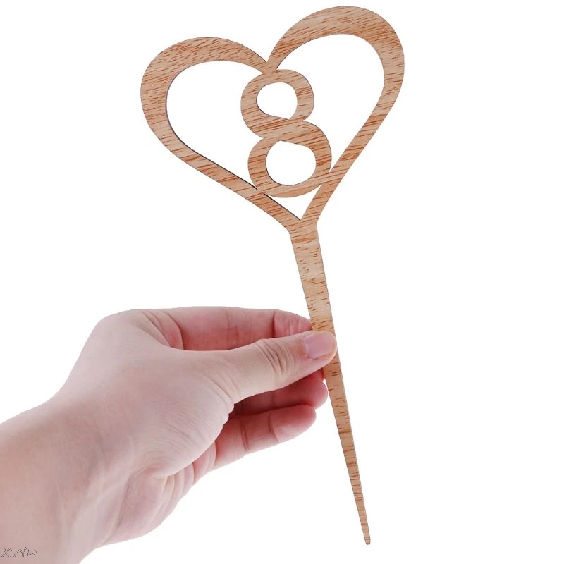 1-10 Wooden Wedding Table Numbers Heart Shape Wood 1-10 Numberic Table Signs Topper Wedding Seats Party Decoration