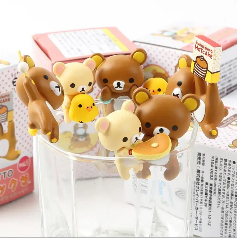 

5pcs/1lot Bear Chick Glass Cup Decor 5cm #3663 Action Figures PVC Doll Collection Model Toys Gifts