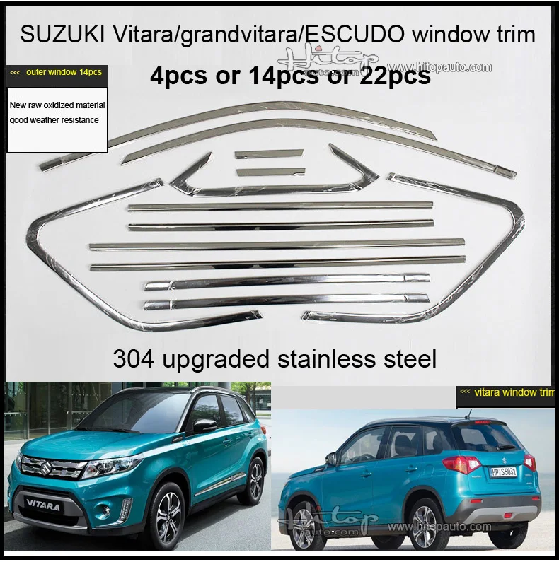 2016 coche accesorios parte inferior de la ventana de acero inoxidable borde 14pcs para Mazda CX-5 2012 Umbral de la parte superior