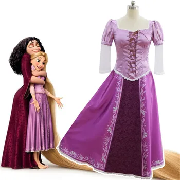 

Film Costume Tangled Rapunzel Adult Cosplay Party Fancy Dress Costume Prom Gown Full Set Princess Dress wigs Women