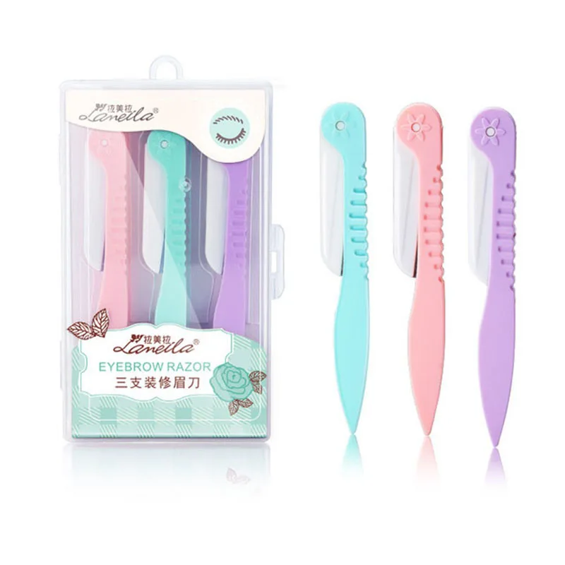 

3PCS Women Eyebrow Trimmer Hair Remover Set Eye Brow Blades Shaver For Makeup Kit Stainless Steel Cutting Cosmetic Tools