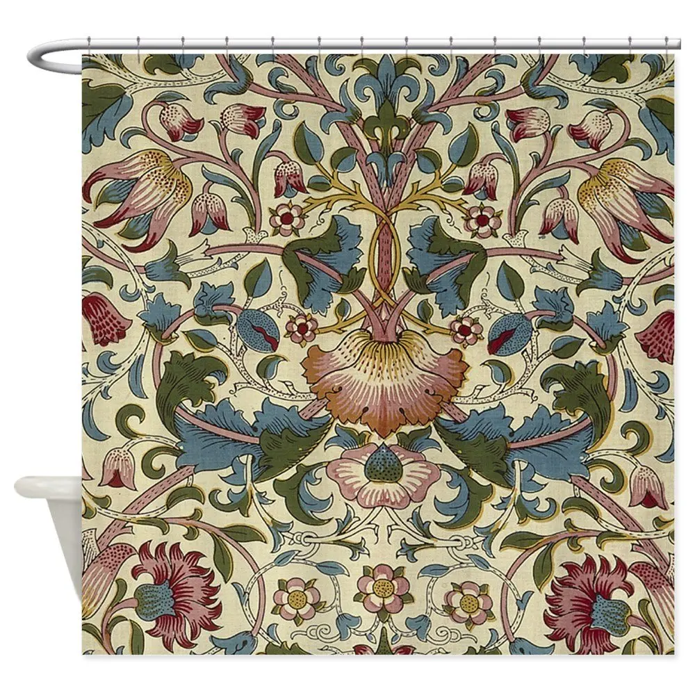

William Morris Floral Design Decorative Fabric Shower Curtain With 12 Hooks Bathroom Decor Wholesale Dropshipping