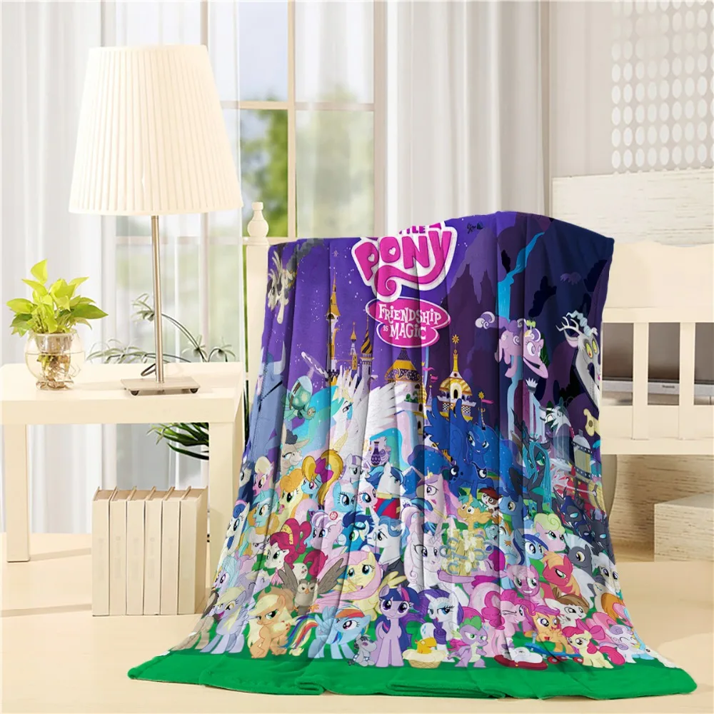 

Custom My Little Pony Flannel Throw Blanket Lightweight Cozy Bed Sofa Blankets Super Soft Fabric