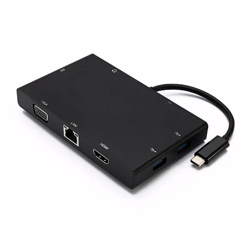 EASYA USB 3,1 tipo-C HDMI VGA RJ45 Gigabit Ethernet adaptador USB-C con la policía de tarjeta SD ranura + puerto de Audio de 3,5mm para Macbook Pro - 3