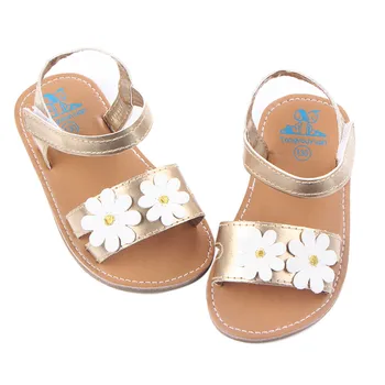 

Girls Summer Beach Sandals Infant Floral Soft Soled Anti-Slip Shoes Leather Rubber Kids Casual Flip Flops flat heels soft