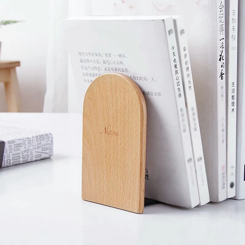 

Nature Wood Book Stand Anti-skid Bookends Book Ends Shelf Holder For School Student Office Japanese Style