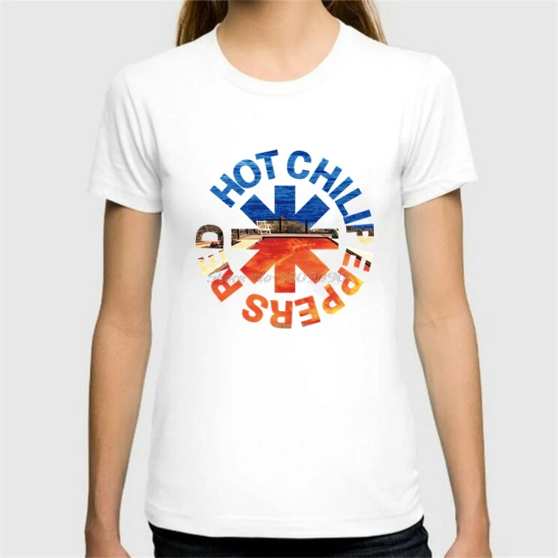 New RED HOT CHILI PEPPERS *RHCP Logo Rock Band Women White T Shirt Girl