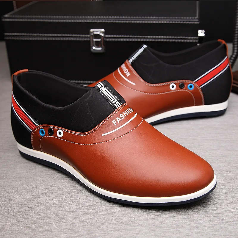 Sexo Moda Sapatos Genuínos Mocassins Brancos Sh41 De preto Sobre Brown Zapatos Masculino Aumento Hombre Casuais Esportes Couro Deslizar Do branco Homens Para ZrpfFqxwZ