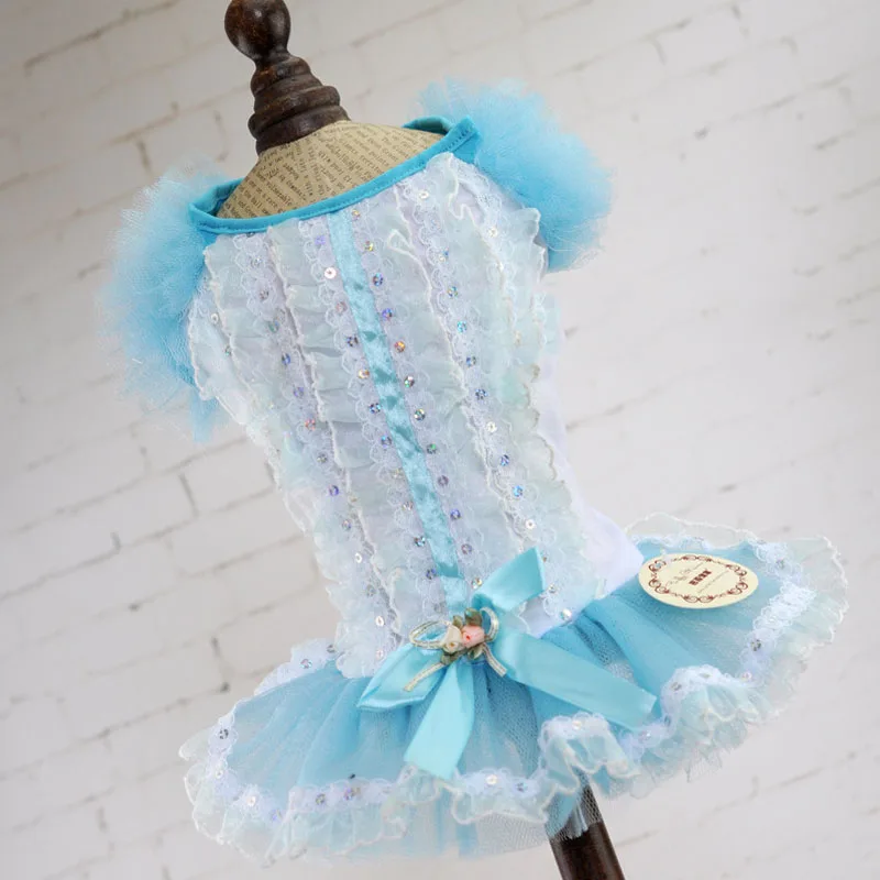 Fashion Sweet Puppy Dog Bling Printed Princess Skirt Pet Lace Cake Camisole Tutu Dress Wedding Summer Clothes |