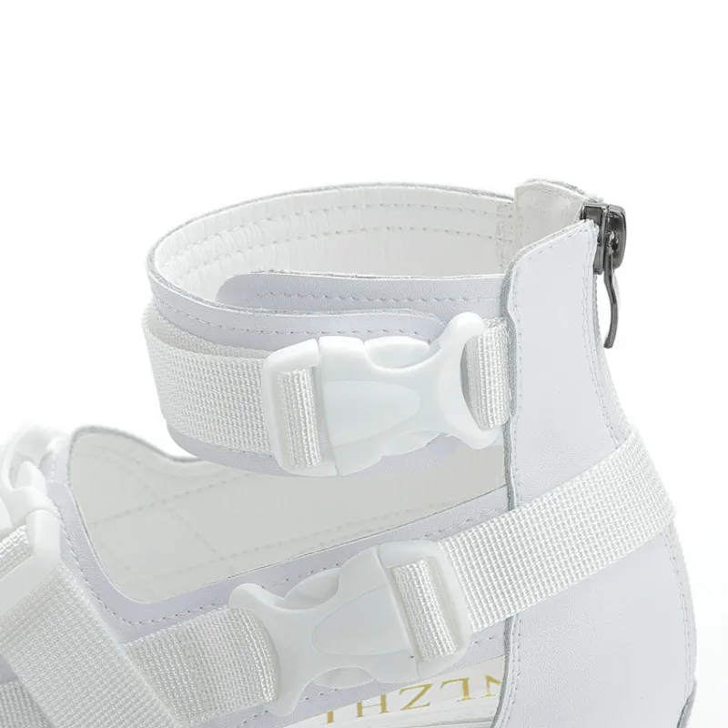SWYIVY Summer White Shoes Sandals Woman Genuine Leather Wedge Shoes Platform Sandals Ankle Belt 2019 Chunky Sandal For Woman SWYIVY Summer White Shoes Sandals Woman Genuine Leather Wedge Shoes Platform Sandals Ankle Belt 2019 Chunky Sandal For Woman