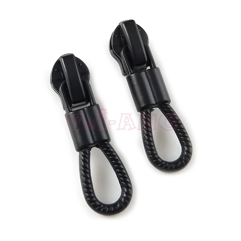 

20pcs/lot, Black Color Special 3# Zipper Slider with Twisted Rope Shape Pull Tab for Reverse Nylon Zipper Only