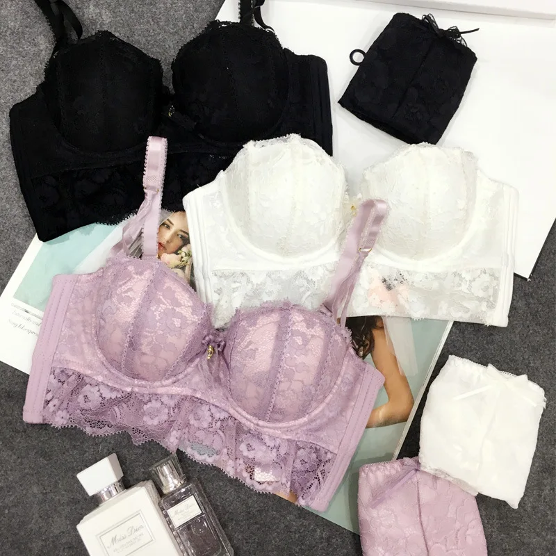  JYF Brand Women Underwear Set Sexy Lace Bra Set Sweet Lovely Gather Together Deep V Bra Sexy Linger