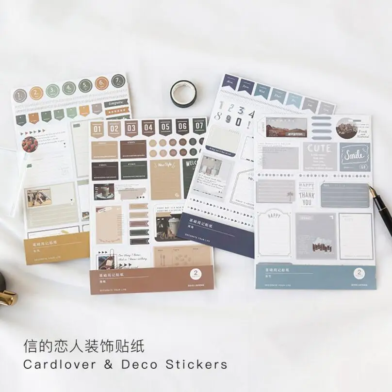 

2 pcs/lot Journal letters number Index Vintage Calendar Planner Decorative Diary Cute Stickers Scrapbooking Kawaii Stationery