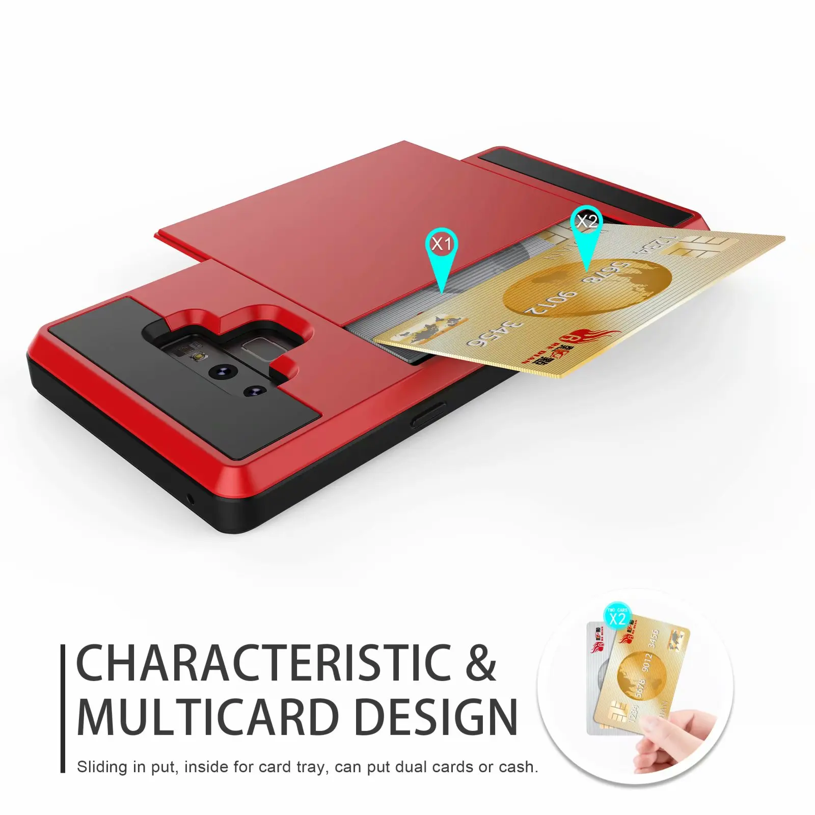 

Luxury 2 in 1 Card Slot Cases Armor TPU + PC Case For Samsung Galaxy Note 9 8 5 4 S9 S8 Plus S7 Edge A3 A5 A7 2016 2017 Cover