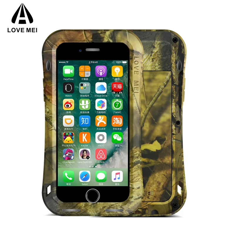 LOVE MEI Camouflage Small Waist Metal Case For iPhone 7 Plus Cover Armor Shockproof Life Waterproof Coque | Мобильные телефоны и