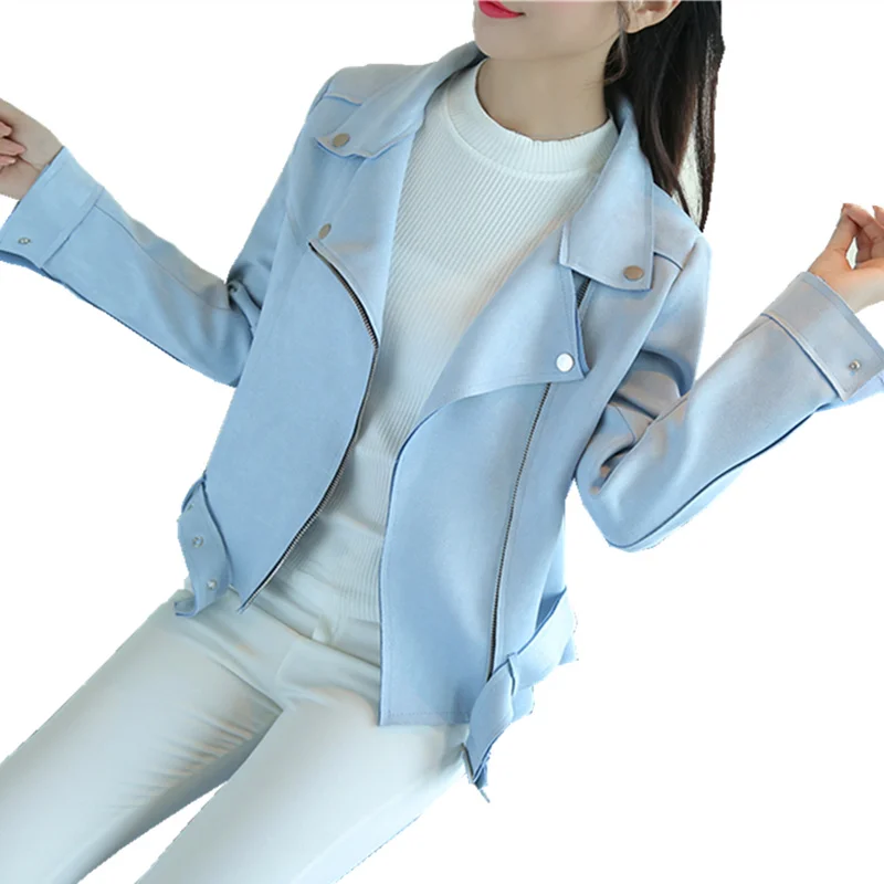 

Women's suede short jacket spring and autumn Korean Slim wild jacket student fashion motorcycle jacket TB979