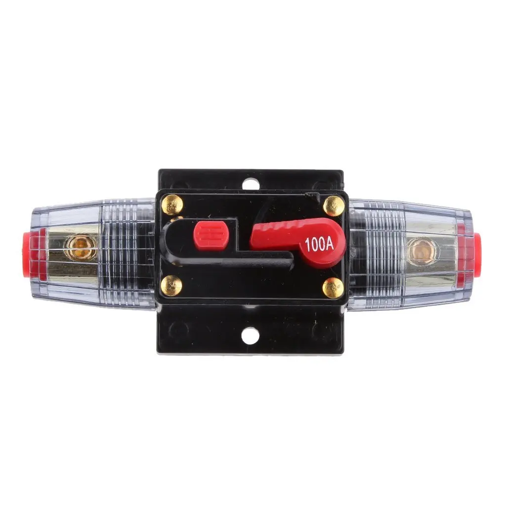 

12V-24V Inline Auto Circuit Breaker 100A Manual Reset Switch Car Audio Fuse