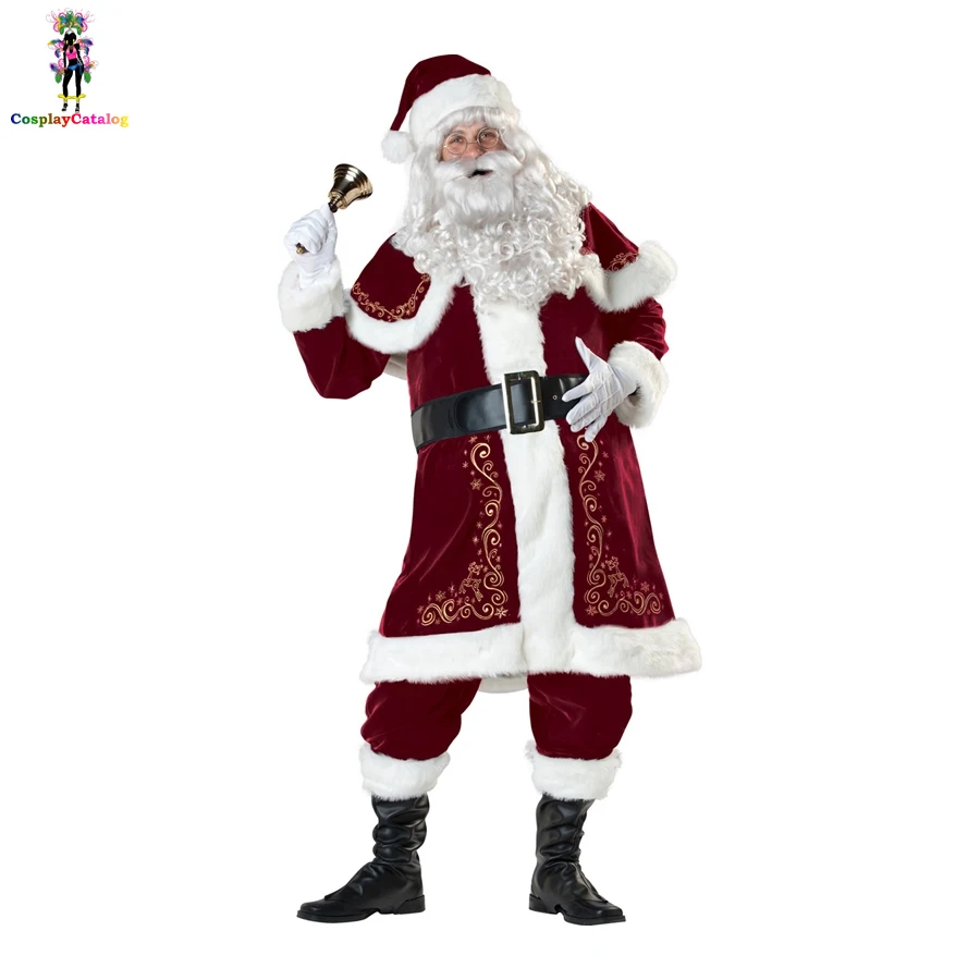 Костюм Санта Клауса в викторианском стиле, большие размеры 7 шт., мужской Рождественский маскарадный костюм для отца, роскошная Униформа на Хэллоуин