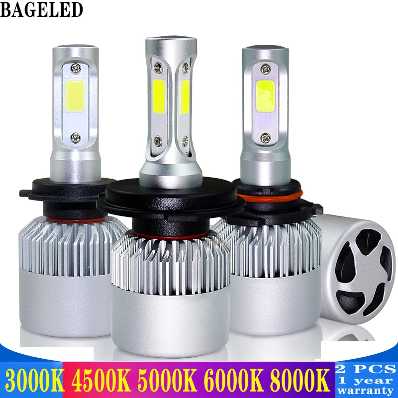 

BAGELED H7 H11 H1 H3 9005 9006 COB Car LED Headlight Bulbs H4 Hi-Lo Beam 72W 8000LM 6500K/8000K Auto Headlamp Led Car Light 12V