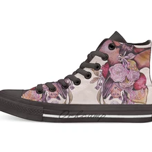 Фруктовые летучие мыши дизайн дышащие Повседневные высокие на шнуровке холщовая обувь кеды