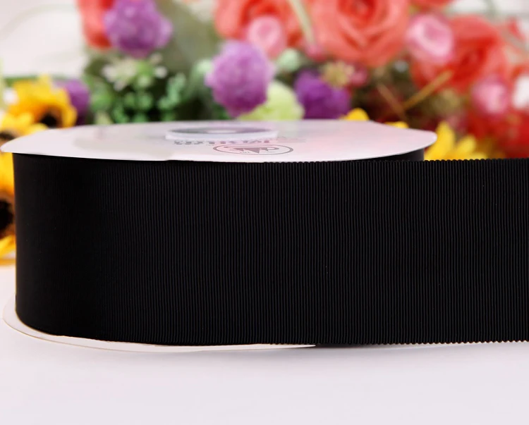 [IuBuFiGo] Лента из вискозы Petersham 50 ярдов/партия|ribbon black|ribbon black and whitecotton ribbon |