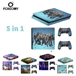 Мультфильм 5 в 1 две недели консоли кожи битва чехол для Playstation 4 Slim консоли PS4 Slim наклейки кожи контроллер