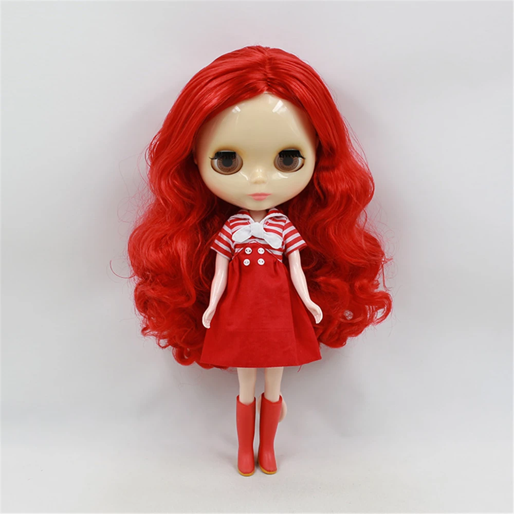

Blyth Doll Nude Dolls Red Wavy Hair4 Colors Big Eyes Suitable DIY Makeup Doll Toys