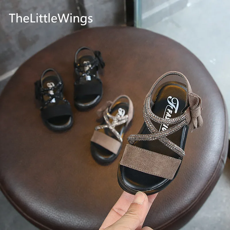 Children's sandals 2019 new summer open toe soft sole anti-skid 1-3 years old cute flat shoes bowknot Rivet girls princess