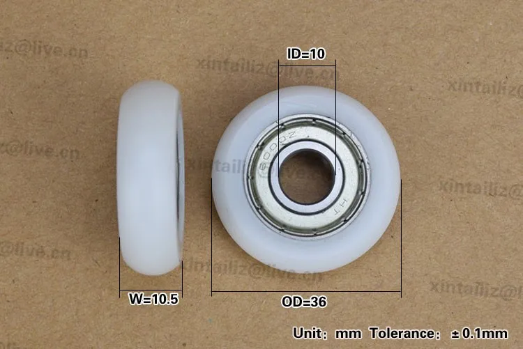 * 10.5mm, roda de rolamento redondo