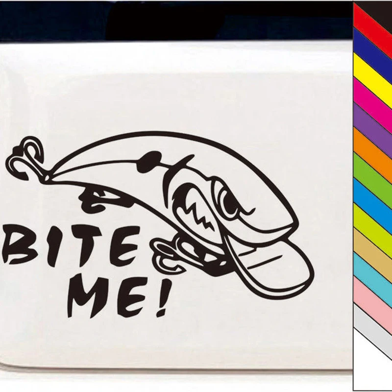Виниловая наклейка Bite Me для рыбалки на окно милая бампер автомобиля