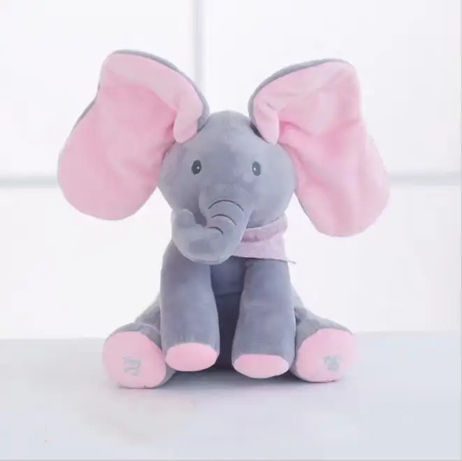 30cm Play Music Elephant 2017 Electric Elephant Peek a boo Plush Soft font b Toy b