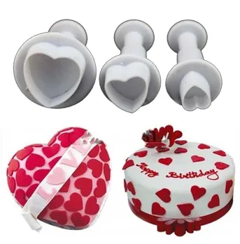 

3Pcs/Set Heart Shaped Cookie Cutters Cake Fondant Plunger Cutter Cake Decorating Tool Sugarcraft Embossing Tool Cookie Cake Tool