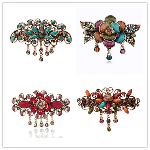 

vintage Palace headdress Flower tassel hairpin hair clips barrette accessories for women rhinestone hairgrip tiara decorations