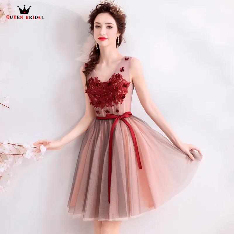 Queen Bridal Evening Dresses Short Lace Appliques Beaded Pink Short Party Dresses Bride Evening Gowns 2020 Vestido De Festa Ls61 Evening Dresses Aliexpress