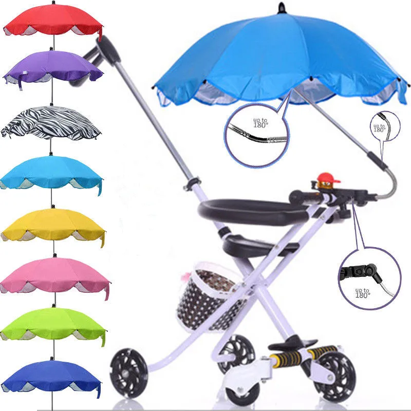 Detachable Stroller Umbrella Adjustable Baby Pram Cover UV Rays Sun Parasol