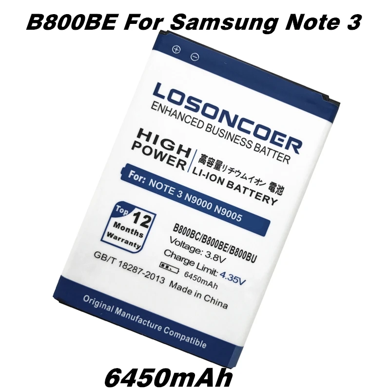 imágenes para B800BC LOSONCOER 6450 mAh B800BE Batería de Alta Capacidad Para Samsung Nota 3 N900 N9002 N9005 N9008 N9000 Batería B800BU Nota III imágenes para B800BC LOSONCOER 6450 mAh B800BE Batería de Alta Capacidad Para Samsung Nota 3 N900 N9002 N9005 N9008 N9000 Batería B800BU Nota III