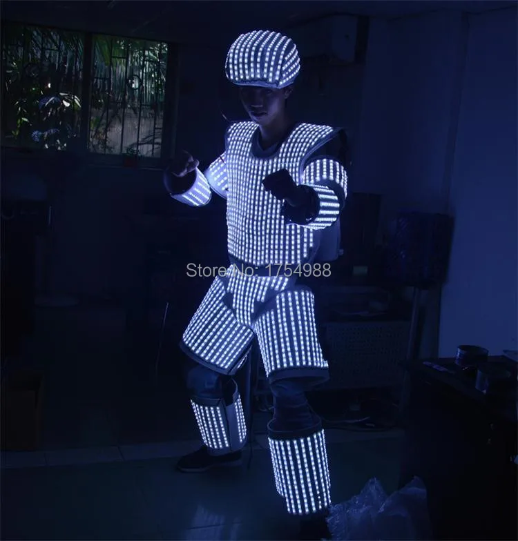 Special Price free shipping War led light Clothing robot suit LED robot dance costume Night Clubs Event Party Supplies el led light up Robot