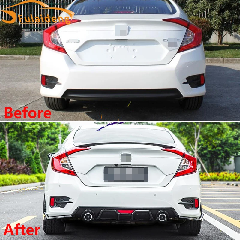 Для Honda Civic 2016 2018 двойной задний бампер защита для губ диффузор + глушитель