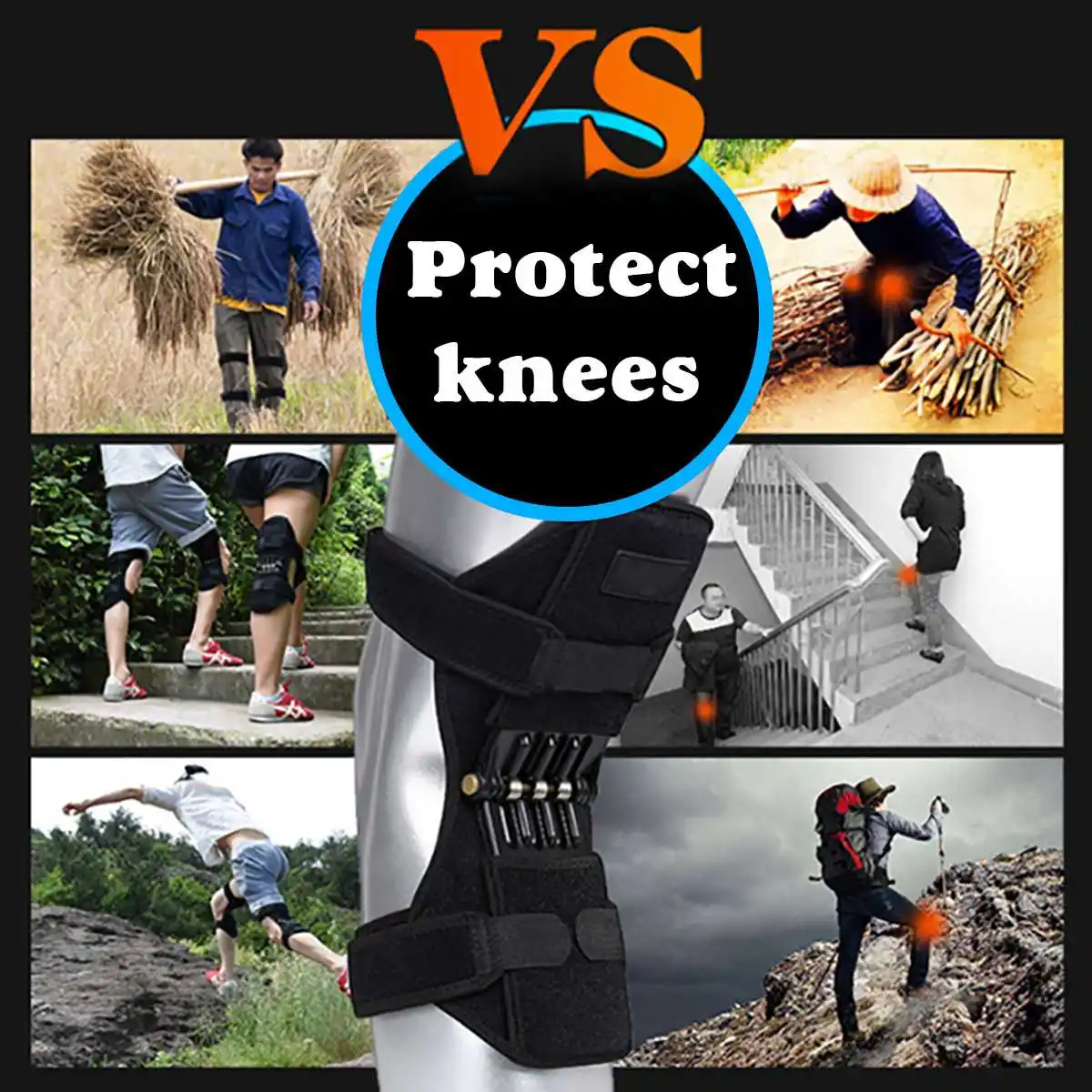 High Quality Outdoor Joint Support Knee Pads Breathable Non-slip Power Lift Joint Support KneePads Powerful Security Protection