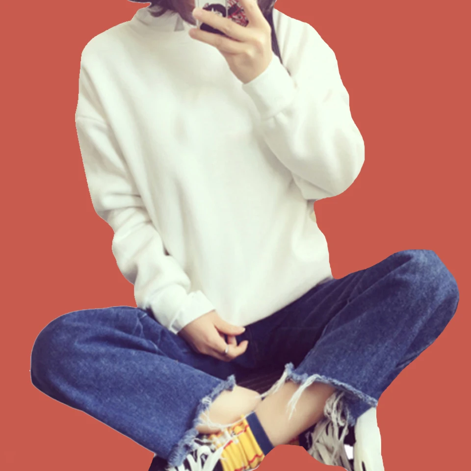 

Basic Hoodie Autumn Winter Female Plain Oversize Sweatshirt Solid Color Poleron Mujer 2019 Harajuku Xxl Women Long Sleeve Hoodie