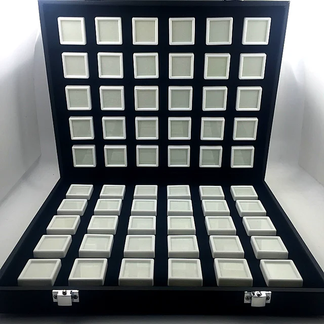 Portable Black Pu Travel Gem Box Gemstone Storage Case Jewelry Tray