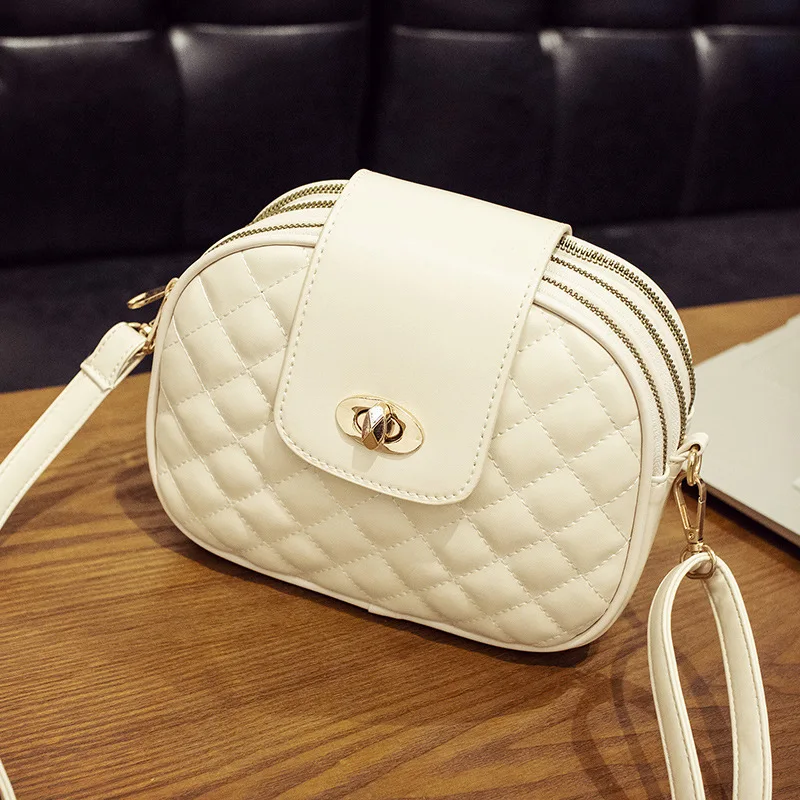 

Luisa Vuiton Bag Woman Solid Color Diamond Lattice Small Circle Woman Package Women's Shoulder Package Messenger Makeup Package