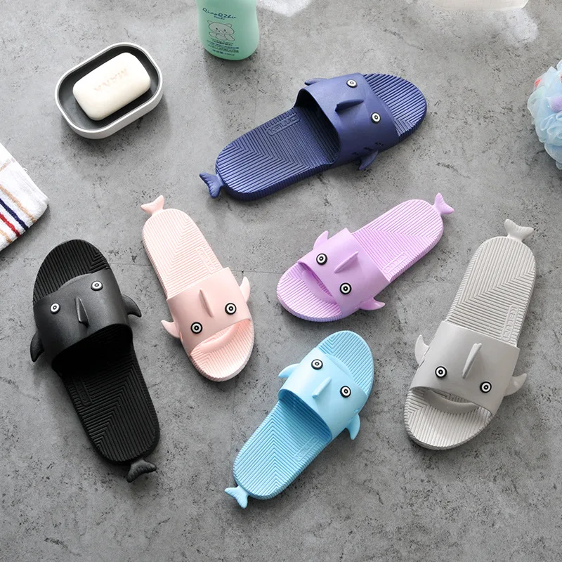 

2019 Newest Shark Men Home Slippers Summer Unisex Slippers Wholesale Creative Indoor Non-slip Bathroom Couple Slippers