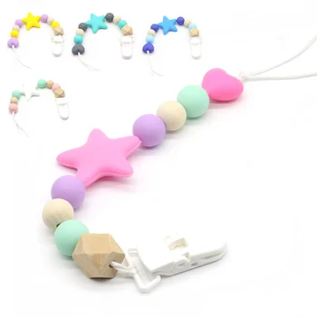 

Personalized Wooden Pacifier Clips Non-toxic Soother Clips Baby Pacifier Holder Teething Toy Attache Sucette Dummy Clip