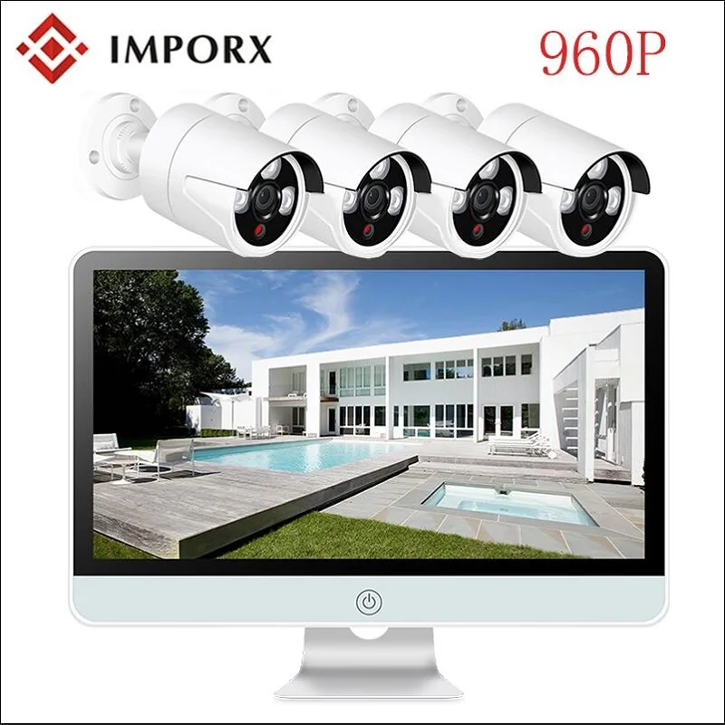 

IMPORX 960P 4CH 16" LCD Display Wireless NVR Kit Wifi CCTV System 1.3MP IP Camera HD Outdoor P2P Video Surveillance System Kit