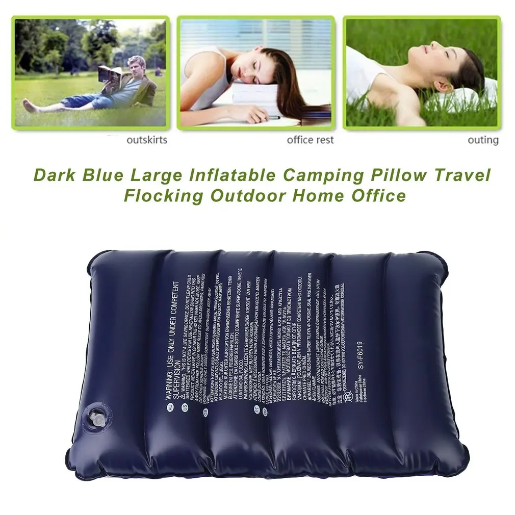 1 قطعة نفخ وسادة تخييم السفر يتدفقون كحلي نفخ وسادة التخييم حصيرة للسفر المنزل الراحة ضواحي
