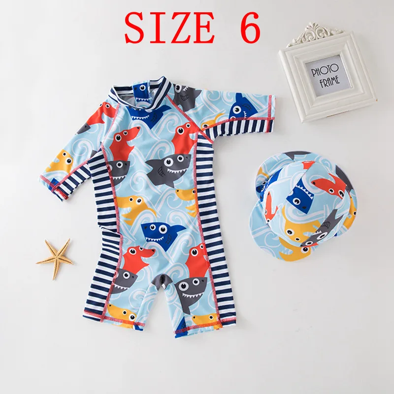 SIZE 6 Shark Детские купальники, летний купальный костюм с изображением пингвина и динозавра, Младенцы Малыши Дети, купальный костюм для маленьких мальчиков, банная одежда - Color: SIZE 6 Shark