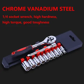 

Bicycle Motorcycle Car Repairing Tool Set 12pcs 1/4-Inch ( 6.3MM ) Socket Wrench Set for CR-V Drive Ratchet Wrench Spanner